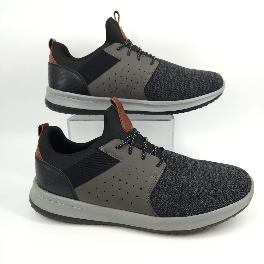 Skechers Delson Camben Shoes Mens 14 Wide Black Grey Memory Foam  65474W BKGY